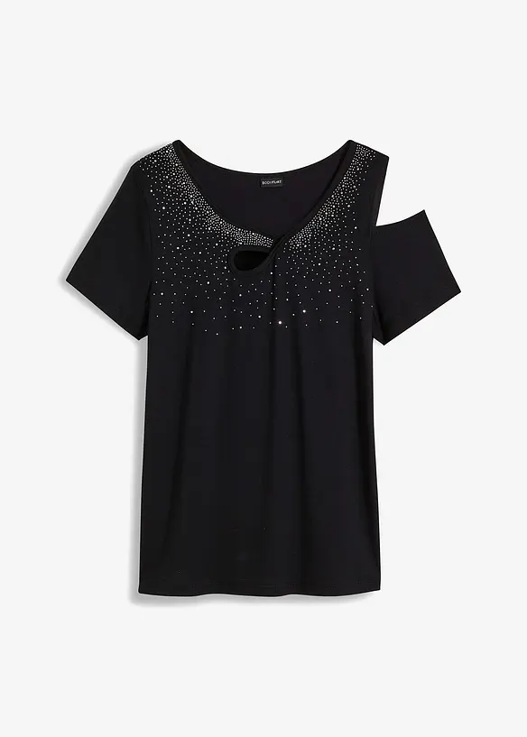 T-shirt à application de strass et découpes, BODYFLIRT