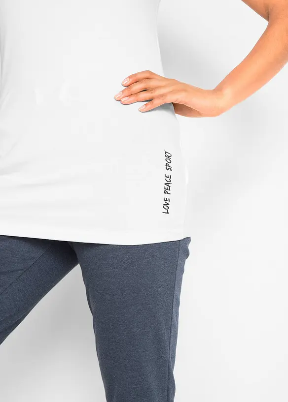 Lot de 2 T-shirts longs avec inscription, bonprix