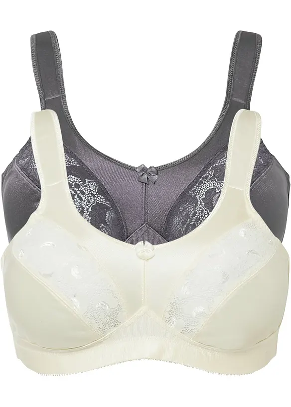 Lot de 2 soutiens-gorge grand maintien sans armatures avec bretelles rembourrées, bonprix