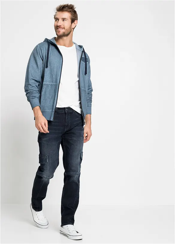 Jean slim extensible poches cargo, droit, bonprix
