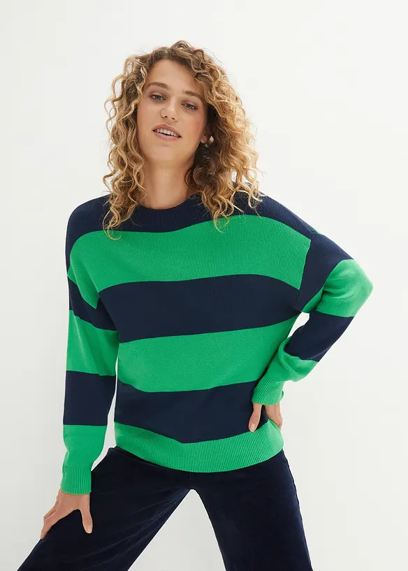 Pull en fine maille à larges rayures, bonprix