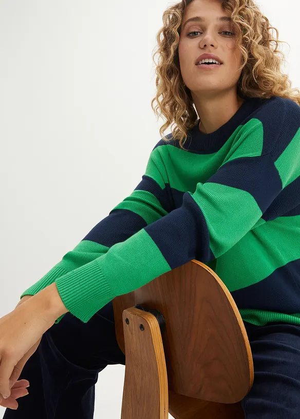 Pull en fine maille à larges rayures, bonprix
