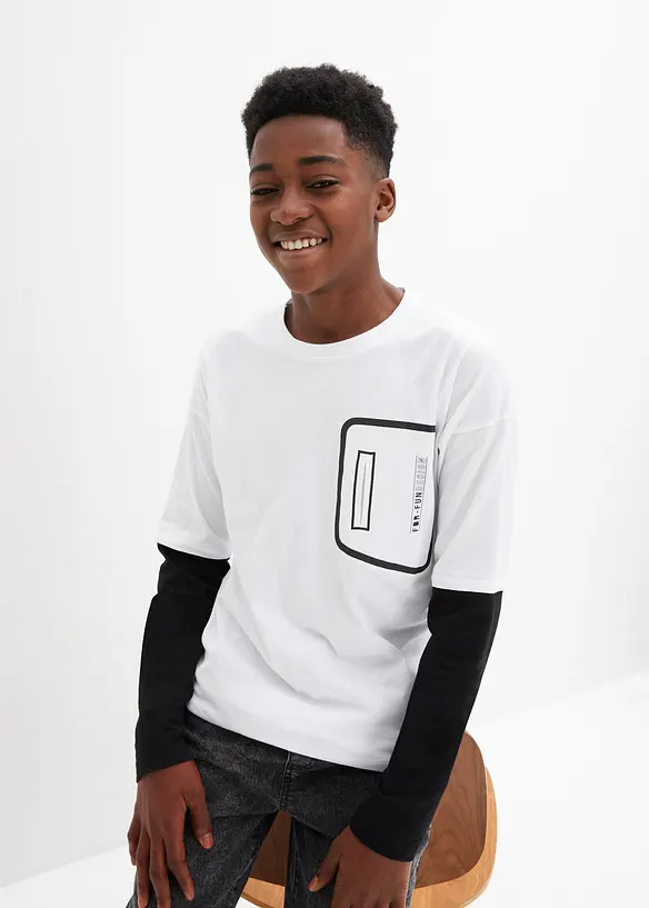 T-shirt manches longues garçon effet superposé, bpc bonprix collection
