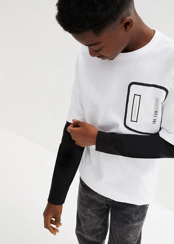 T-shirt manches longues garçon effet superposé, bpc bonprix collection