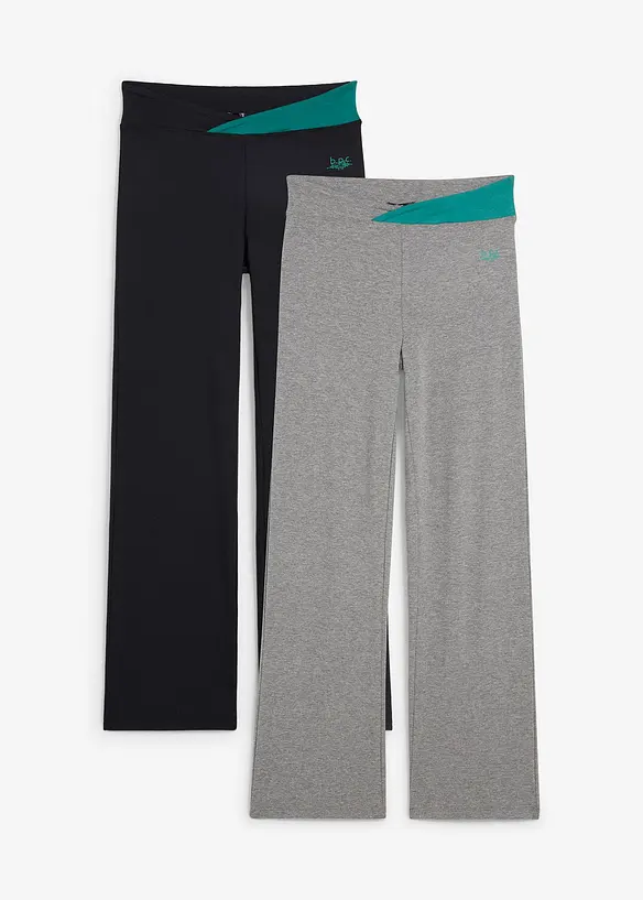 Lot de 2 pantalons de sport, bootcut, bonprix