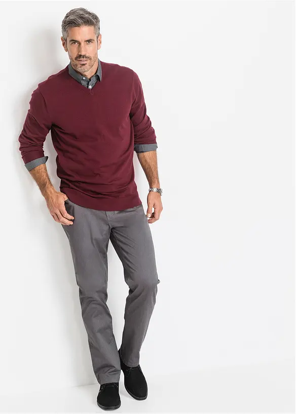 Pull col V en fine maille, bonprix