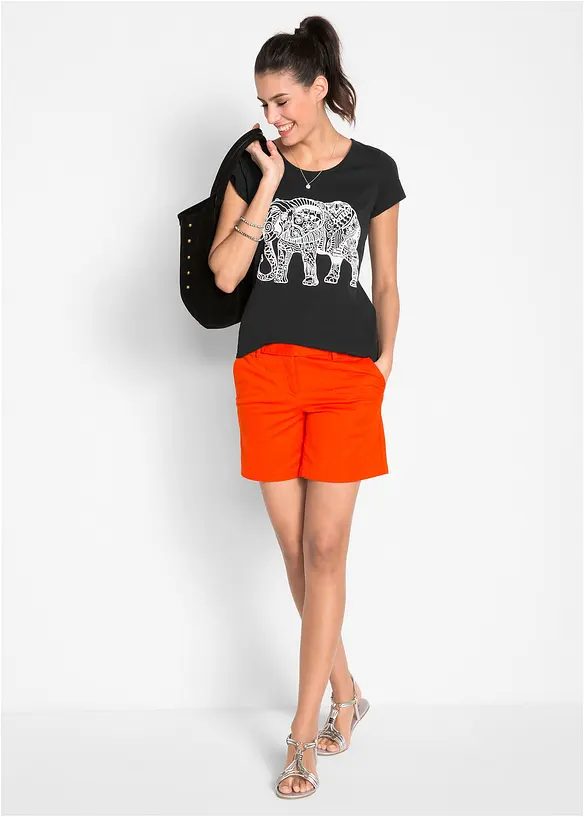 T-shirt en coton avec imprimé devant, manches courtes, bonprix