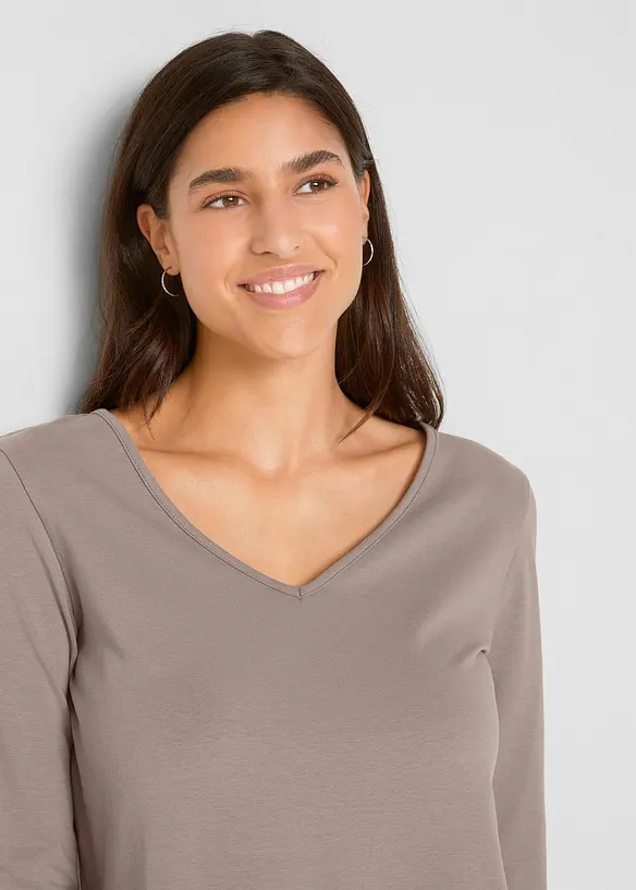 Lot de 2 T-shirts manches longues près du corps, bonprix