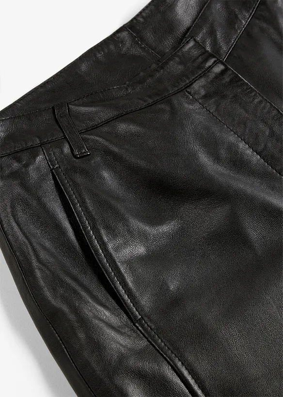 Pantalon large en cuir d’agneau nappa, bonprix
