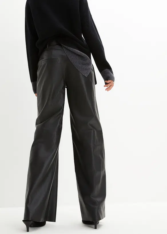 Pantalon large en cuir d’agneau nappa, bonprix