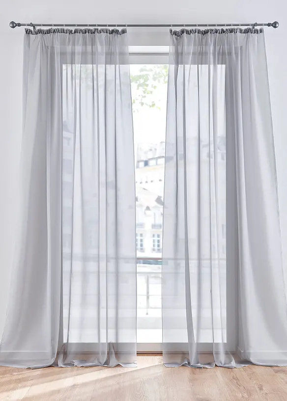Lot de 2 voilages unis, bonprix