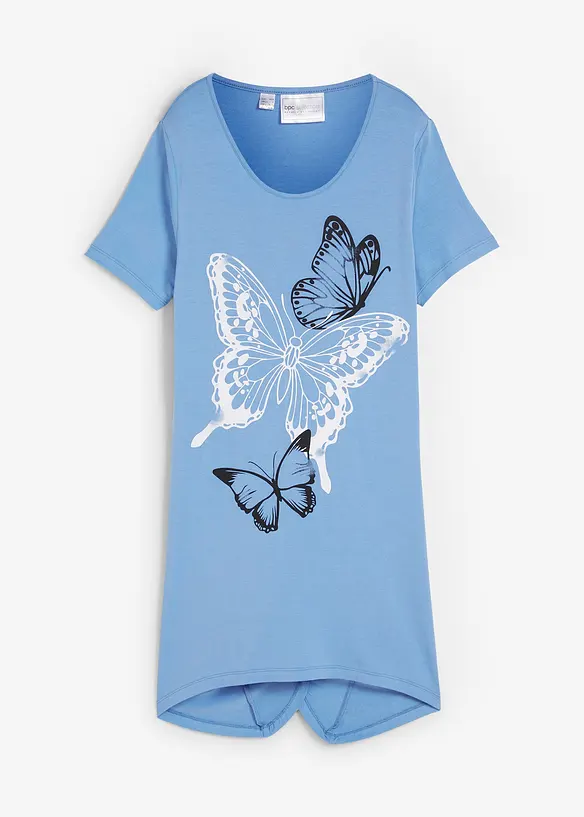 T-shirt long à pans et imprimé papillon, bonprix