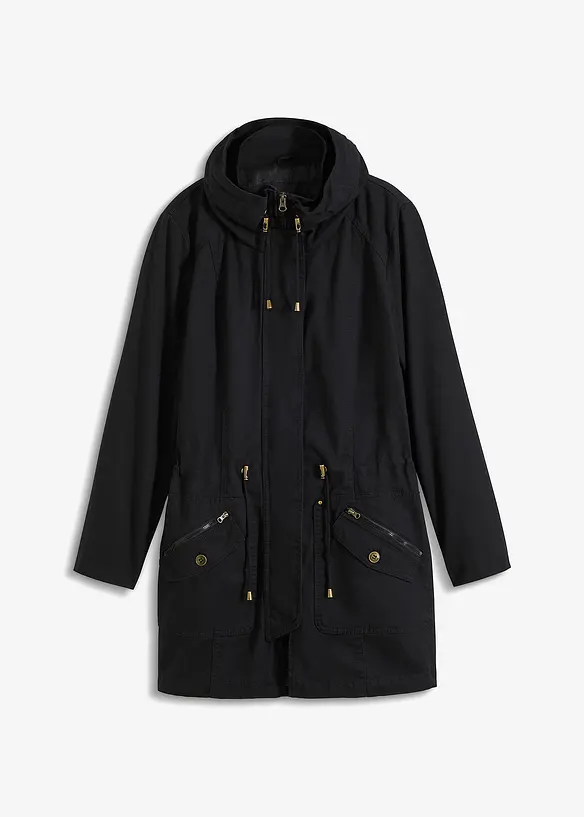 Parka courte en coton à col montant, cintrée, bonprix