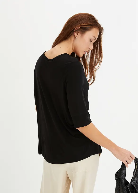 T-shirt à col rond en viscose douce, bonprix