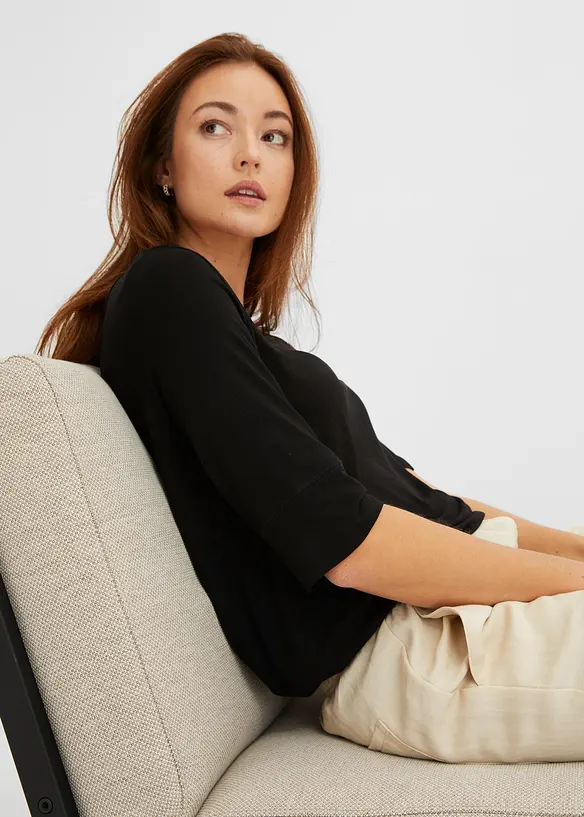T-shirt à col rond en viscose douce, bonprix
