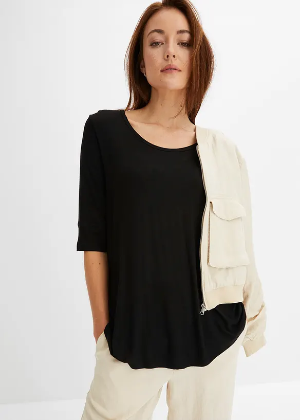 T-shirt à col rond en viscose douce, bonprix