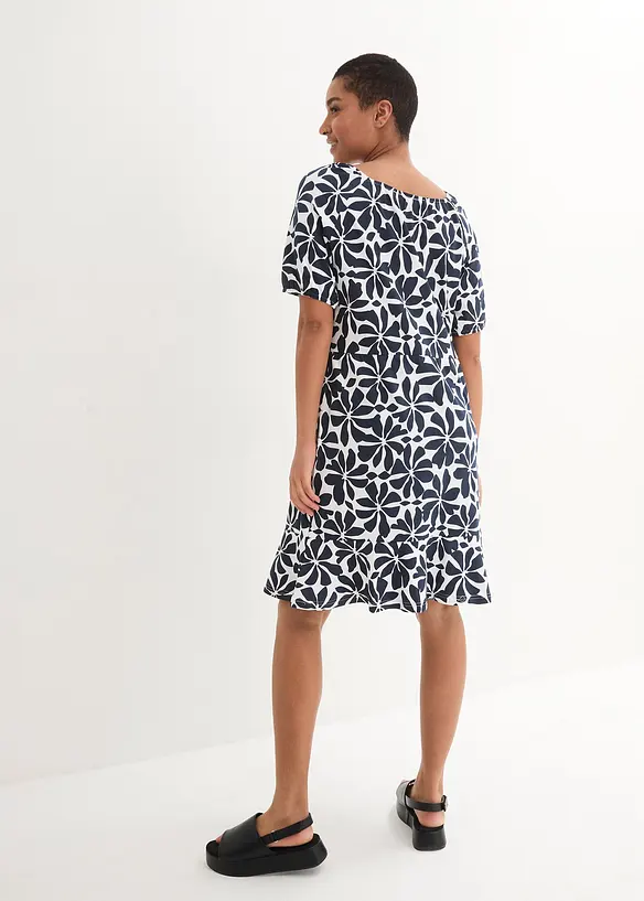 Robe en jersey de coton à encolure carrée, longueur genou, bonprix