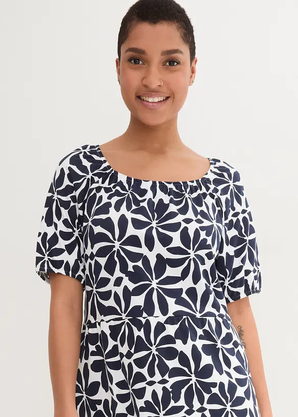 Robe en jersey de coton à encolure carrée, longueur genou, bonprix