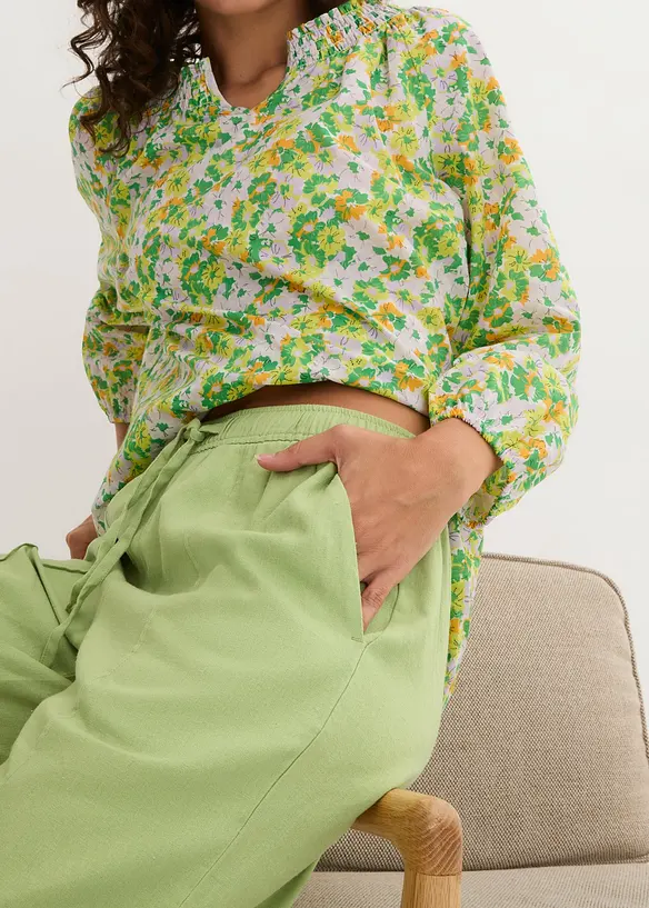 Pantalon palazzo en lin et viscose, bonprix
