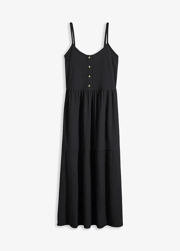 Robe en jersey à volants et patte de boutonnage décorative, bonprix