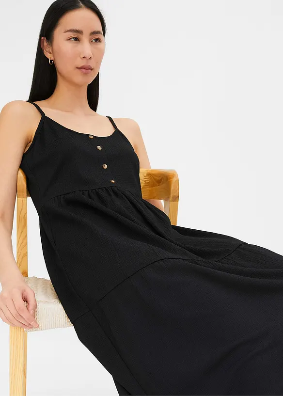Robe en jersey à volants et patte de boutonnage décorative, bonprix