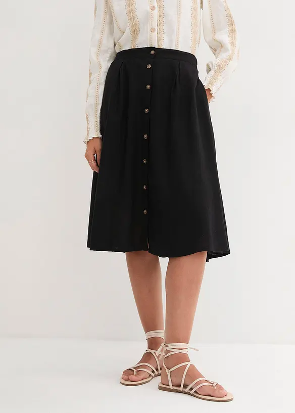 Jupe midi en lin majoritaire, bonprix