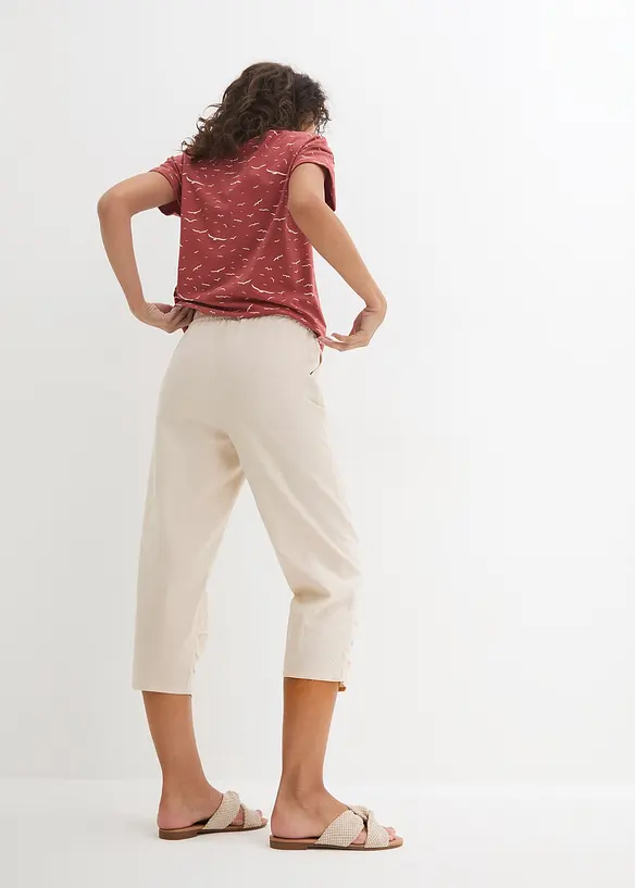 Pantalon carotte en lin et coton, bonprix