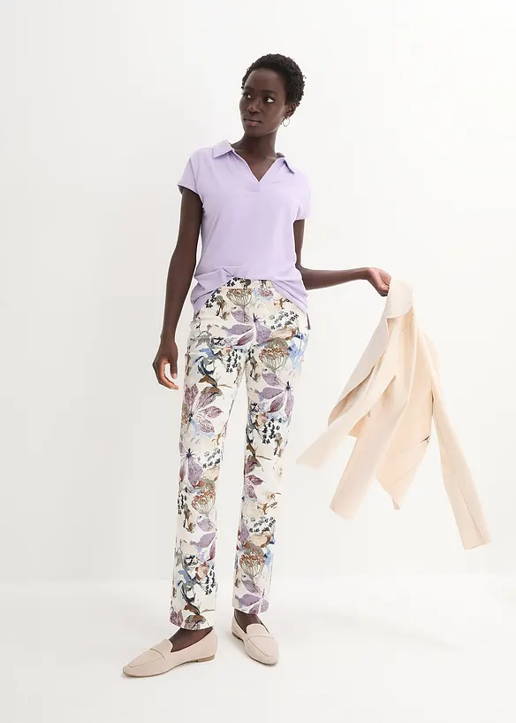 Pantalon extensible imprimé fleurs, bonprix