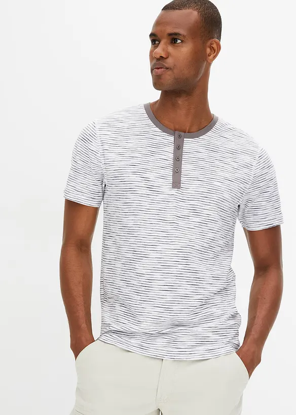 T-shirt à col Henley, 100% coton, bonprix
