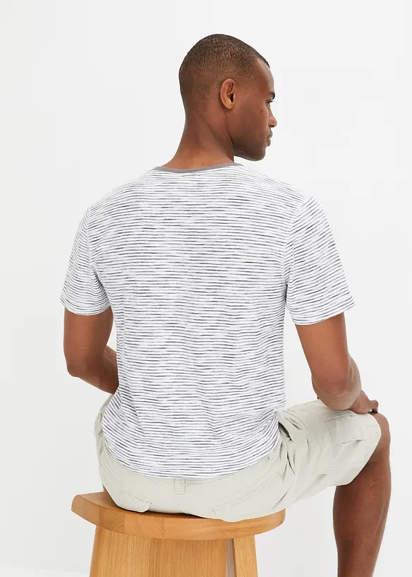 T-shirt à col Henley, 100% coton, bonprix