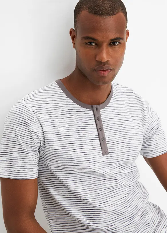 T-shirt à col Henley, 100% coton, bonprix