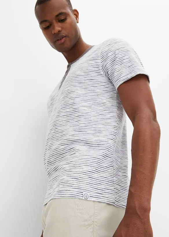 T-shirt à col Henley, 100% coton, bonprix