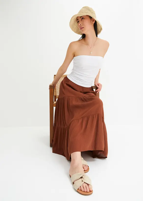 Jupe midi en viscose, effet froissé, bonprix