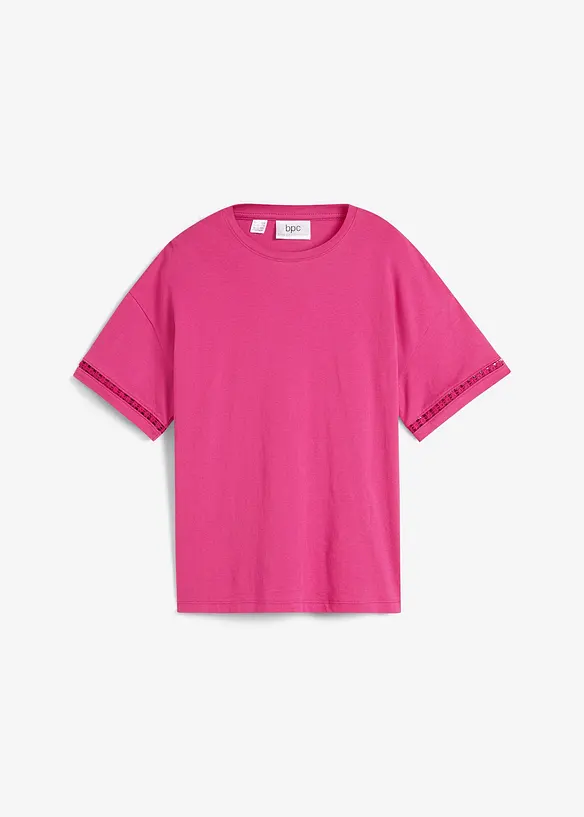 T-shirt avec finition dentelle aux manches, bonprix