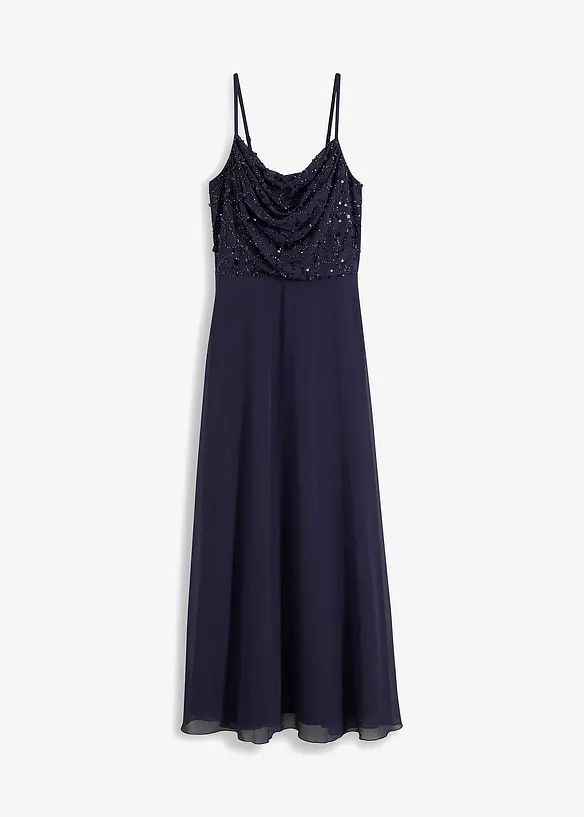 Robe à fines bretelles et haut à sequins brodés, bonprix