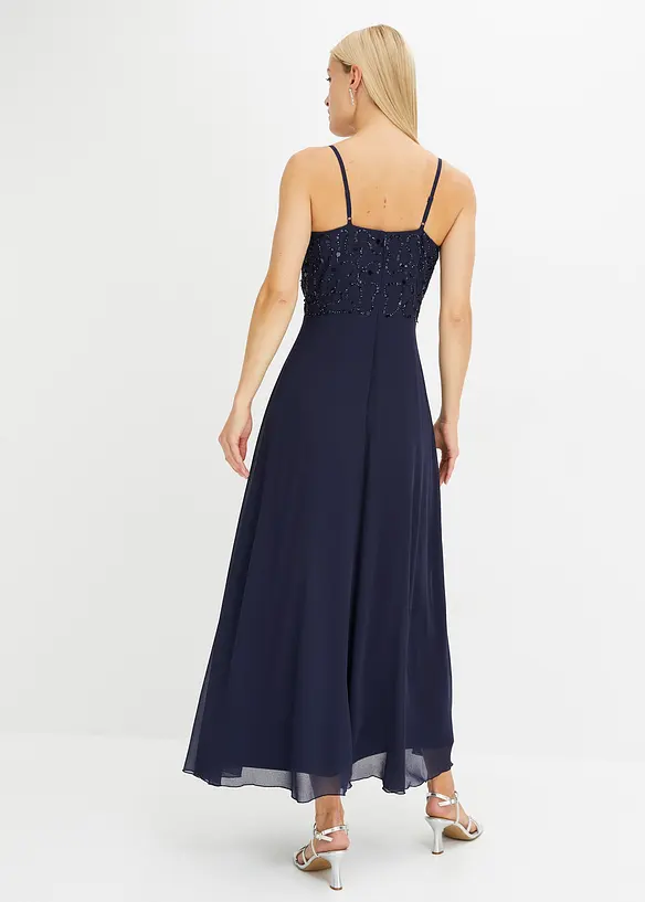 Robe à fines bretelles et haut à sequins brodés, bonprix