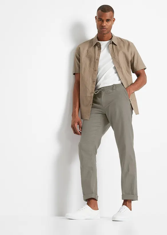 Pantalon chino avec lin, Regular, droit, bonprix