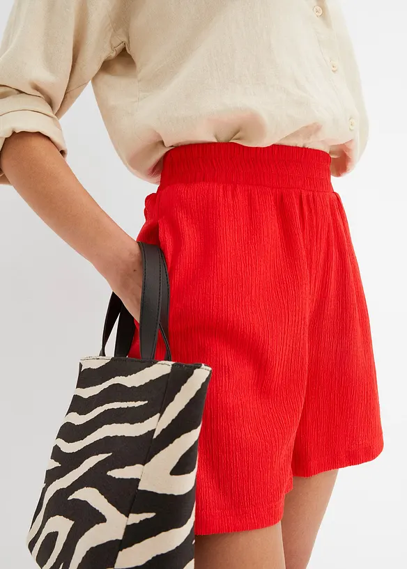 Short en jersey texturé à taille haute élastiquée, bonprix