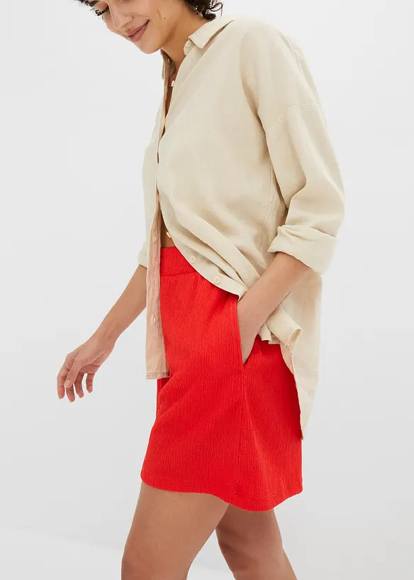 Short en jersey texturé à taille haute élastiquée, bonprix