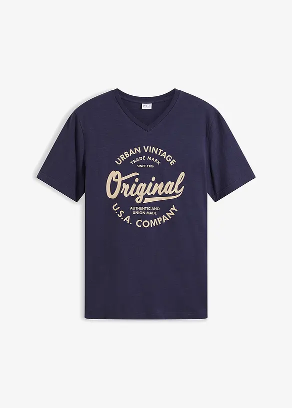 T-shirt col V, 100% coton, bonprix