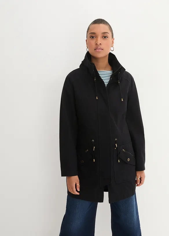 Parka courte en coton à col montant, cintrée, bonprix