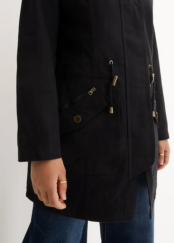 Parka courte en coton à col montant, cintrée, bonprix