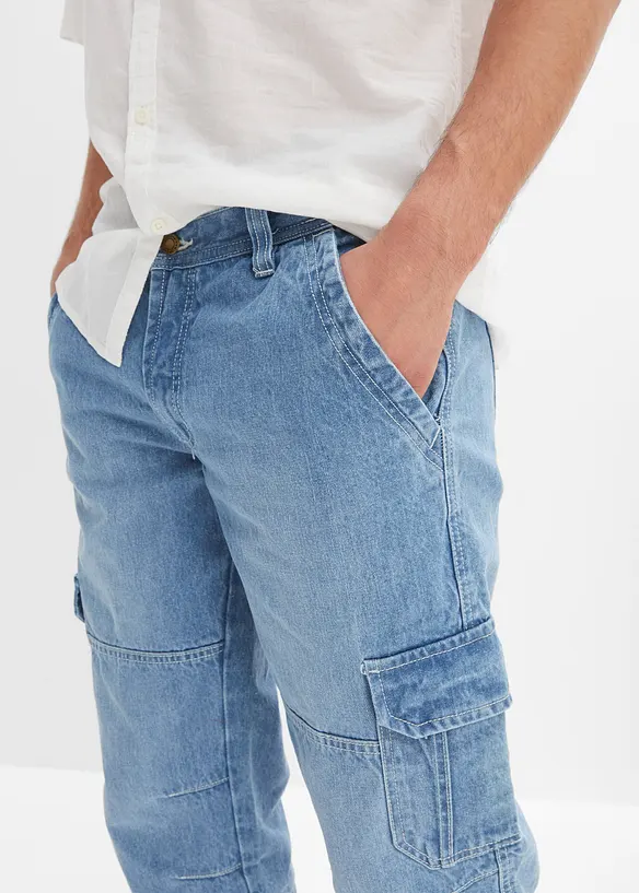 Jean cargo 3/4 Regular droit et extensible, bonprix
