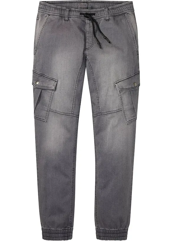 Jean jogger droit avec poches cargo, Regular, bonprix