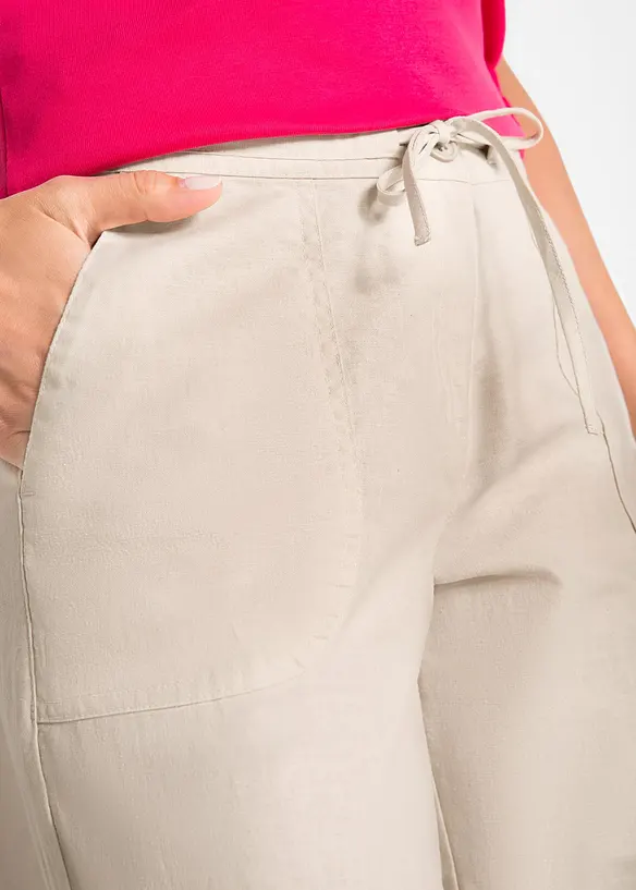 Pantalon large en lin mélangé, bonprix