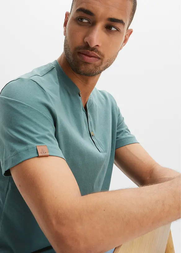 Lot de 2 T-shirts col tunisien 100 % coton, bonprix