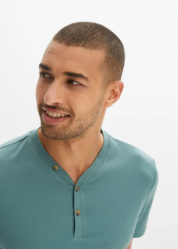 Lot de 2 T-shirts col tunisien 100 % coton, bonprix