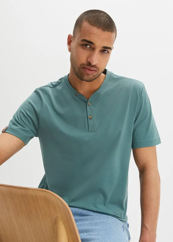 Lot de 2 T-shirts col tunisien 100 % coton, bonprix