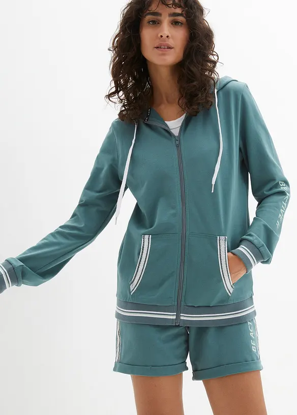 Sweat zippé à capuche 100% coton, bonprix