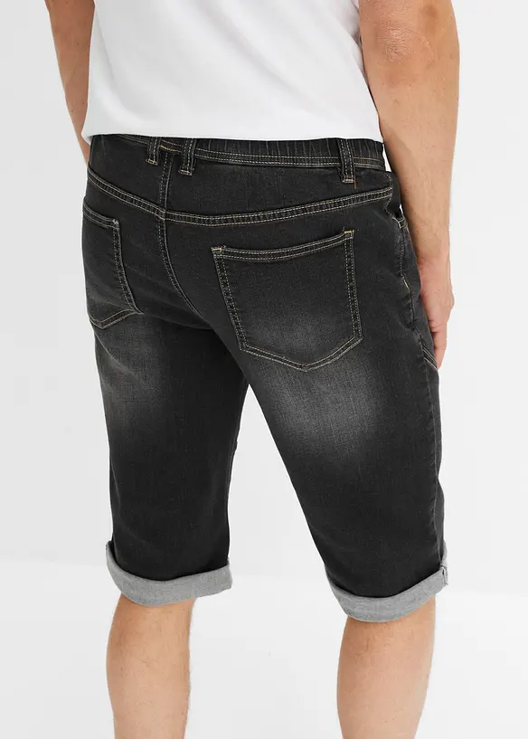 Bermuda en jean extensible avec broderie, Regular Fit, bonprix